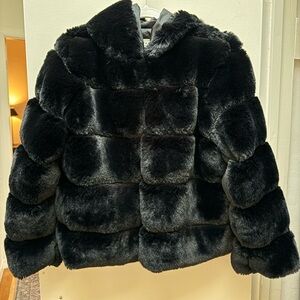 Labiz Faux Fur Hooded Channel Jacket